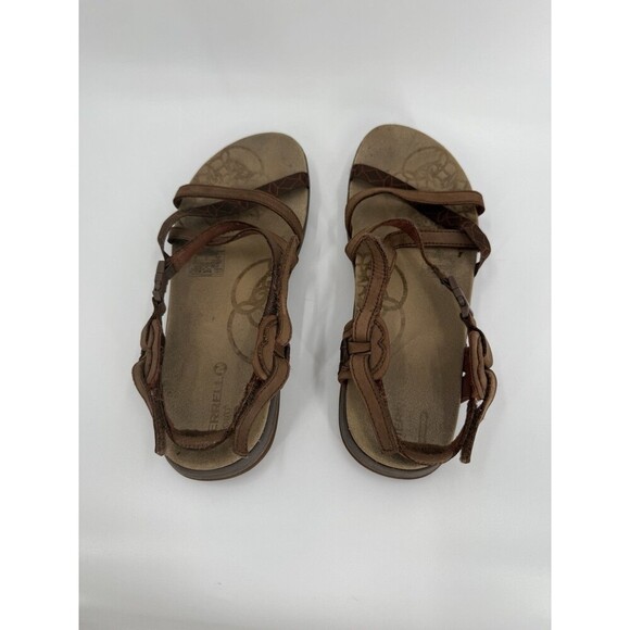 MERRELL Q FORM Womens Dark Earth Performance Leather Upper Strap Sandals Size 8 - Picture 2 of 11